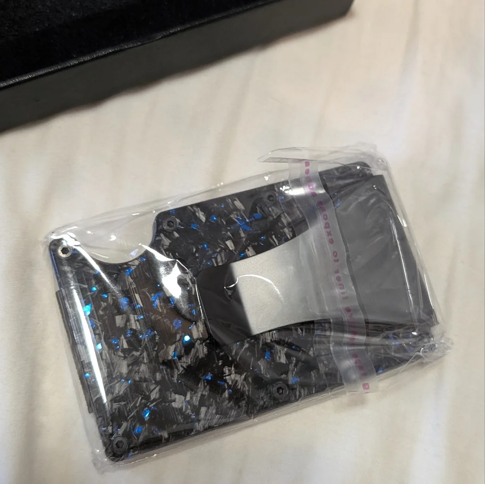 New Open Box Men's Gentlemen Shop Card Holder, Black And Blue